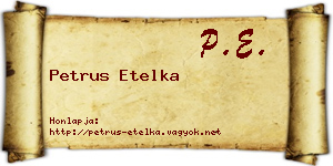 Petrus Etelka névjegykártya